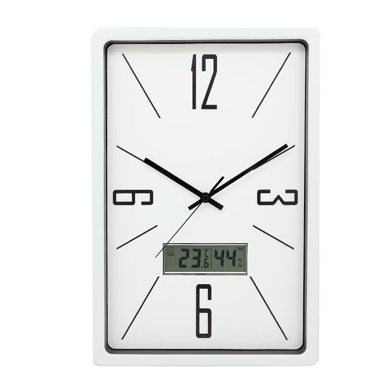 Reloj de pared cuadrado grande moderno para decoración del hogar con termómetro e higrómetro con calendario LCD