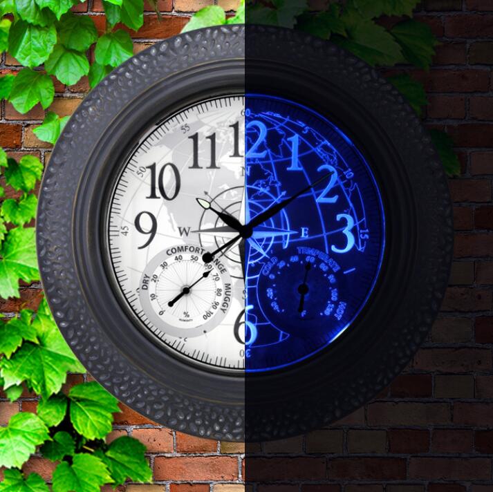 outdoor battery operated wall clock lighted