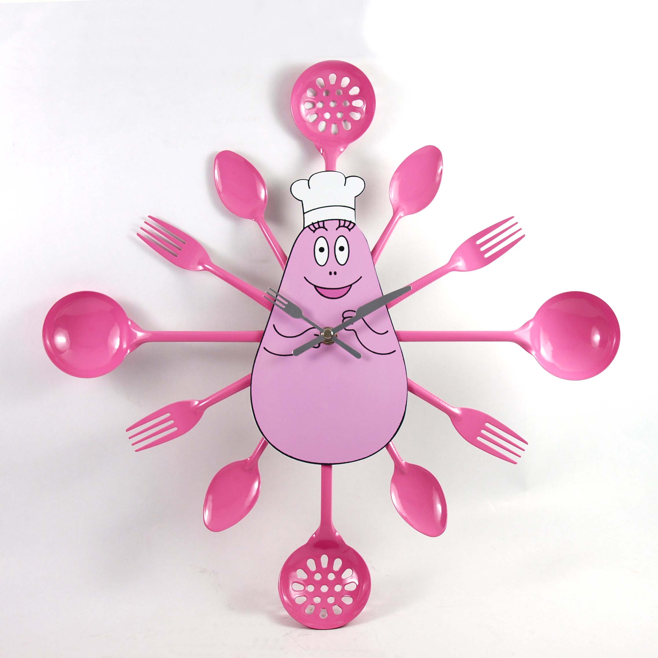 Pink Cartoon Kitchenware Metal Quartz Kitchen Wall Clock