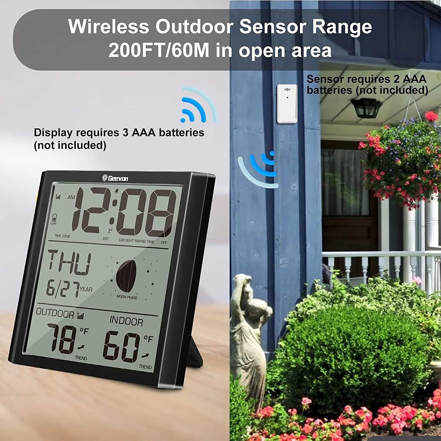 Stay on Top of Indoor and Outdoor Temperatures with the Wall Clock Featuring a Wireless Outdoor Sensor