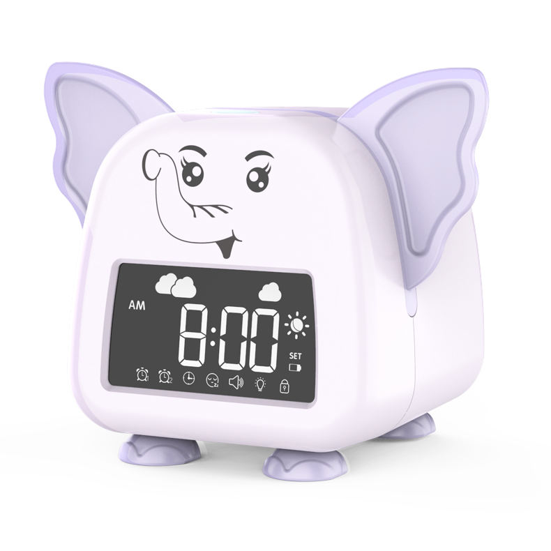 Digital cartoon alarm clock for kids with night light