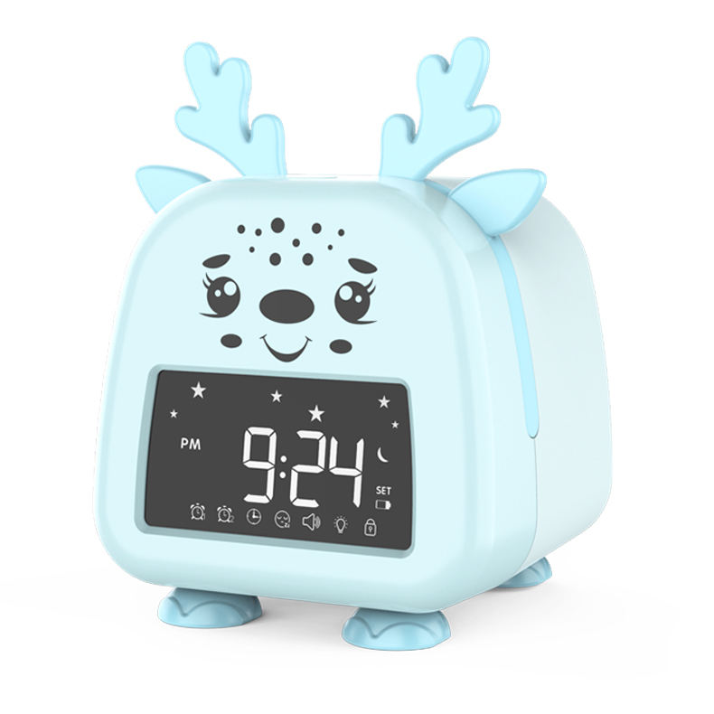 Children’s night light alarm clock with cute design and sleep training mode