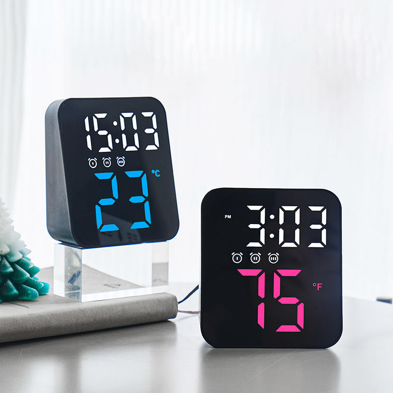 Mini Modern LED Desk Alarm Clock With Voice Control
