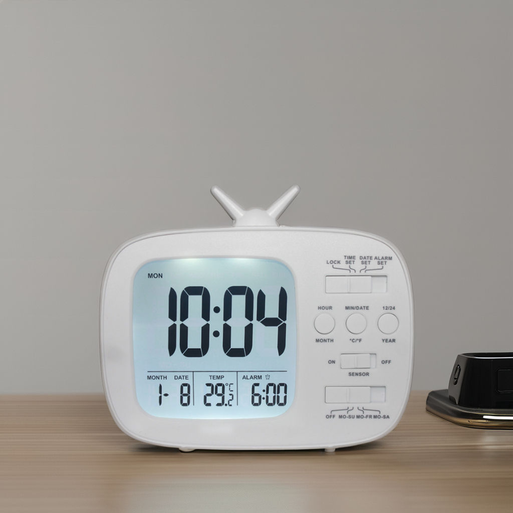 Reloj electrónico LCD para niños, despertador de noche para estudiantes, reloj inteligente con TV sensible a la luz
