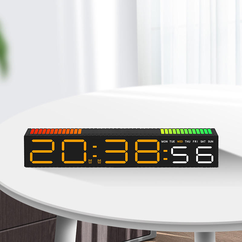 Reloj despertador digital LED con luz de recogida, creativo reloj electrónico de escritorio ABS, diseño moderno, patrón escénico para sala de estar, mesita de noche