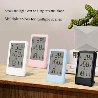 Reloj despertador LCD grande con temperatura y humedad