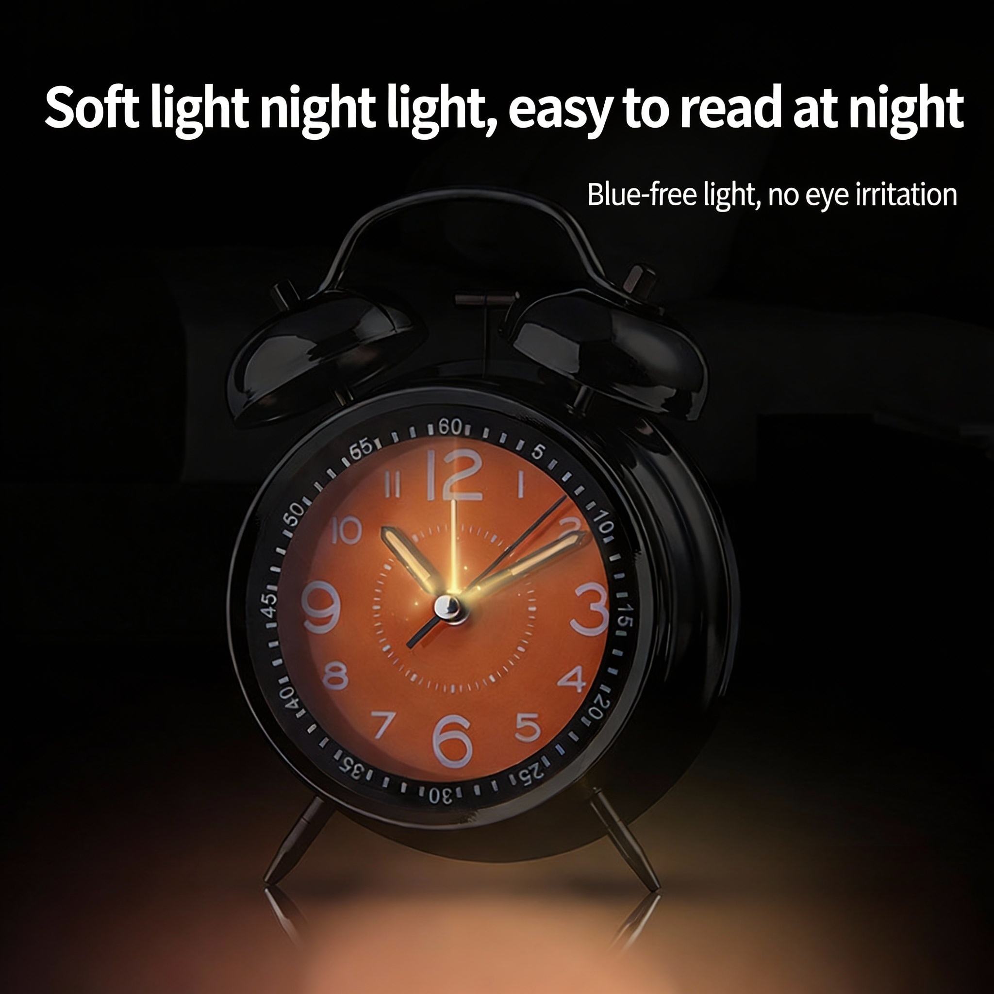 Reloj despertador analógico de cuarzo con sonido de metal moderno y lujoso para estudiantes, pequeño y creativo reloj de sobremesa para cocina y escritorio.